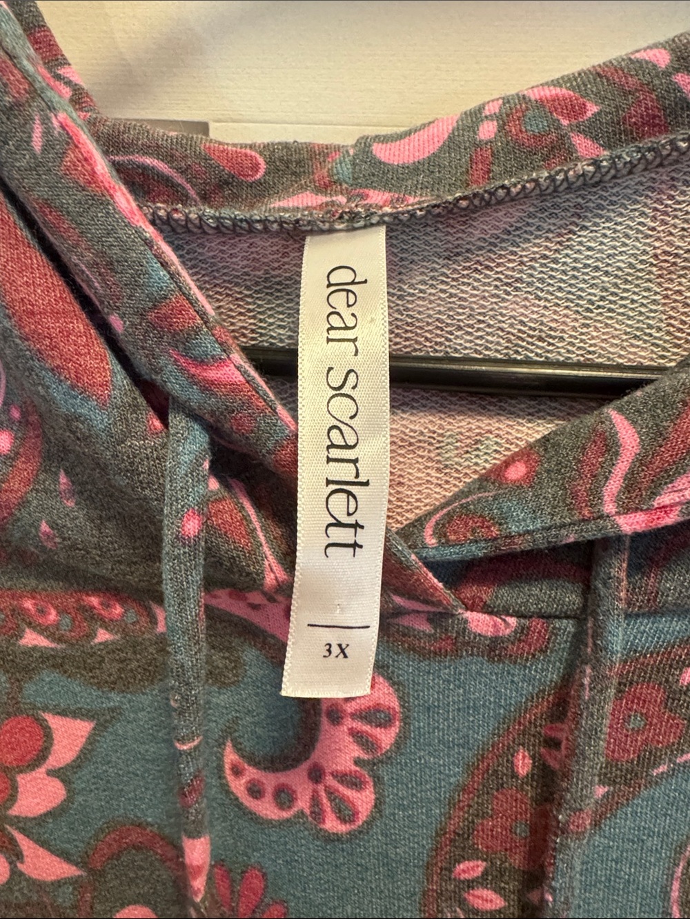 Women's Paisley Hooded Sweatshirt in Gray & Pink - Picture 3 of 3